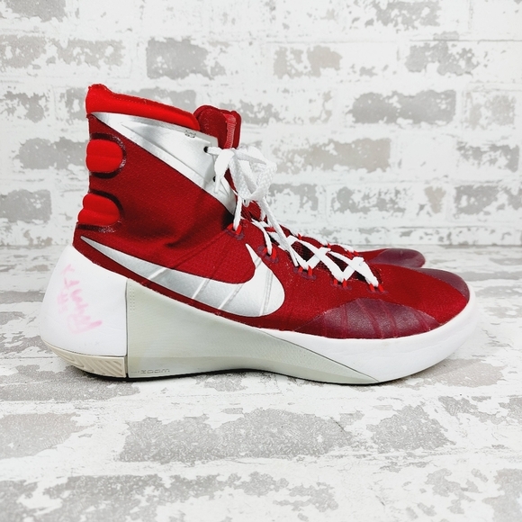 Nike Hyperdunk Red White Logo Lace Up High Top Athletic Basketball Sneakers D170 - Picture 5 of 13